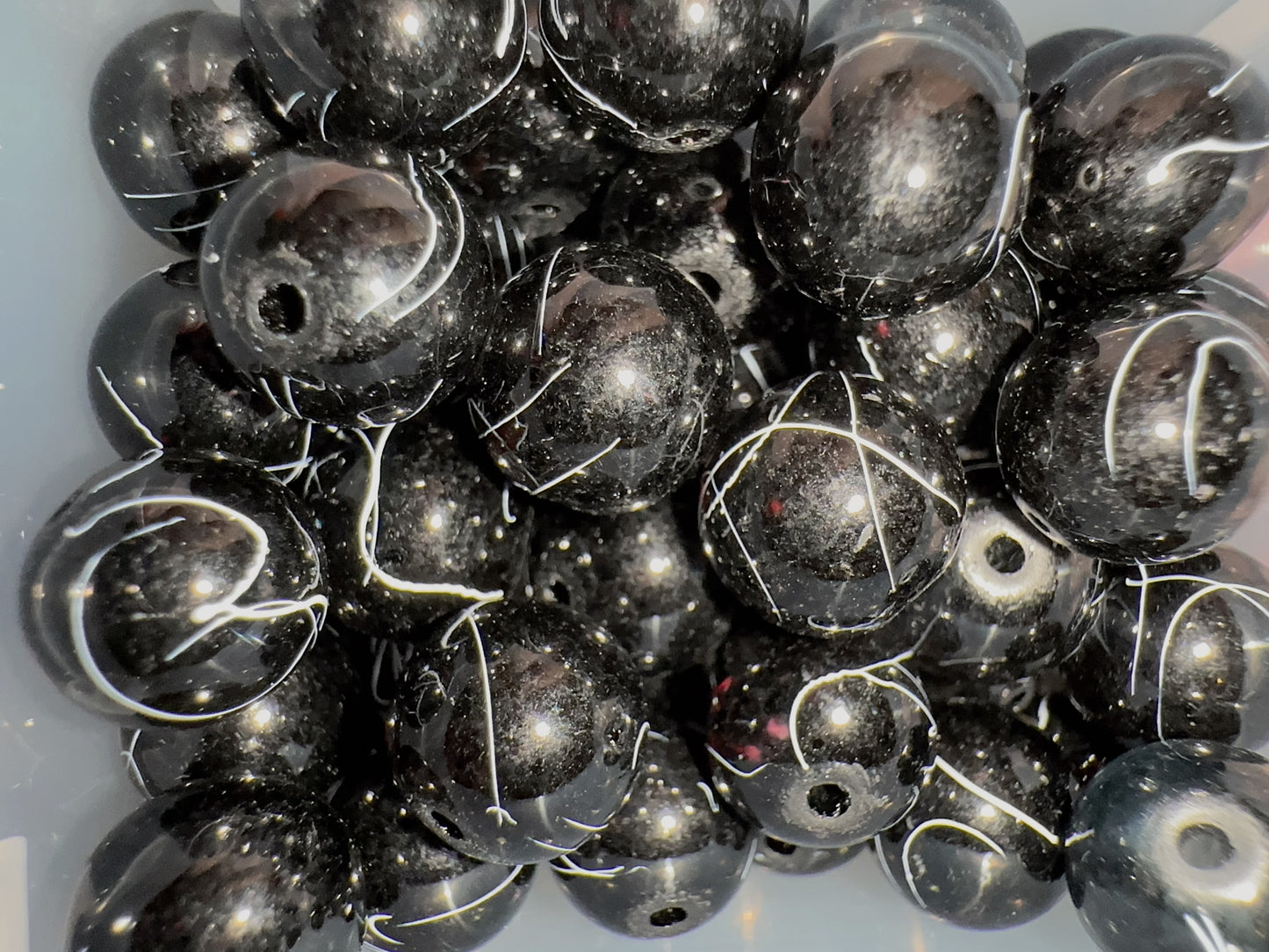 Glass Beads - Black/Grey