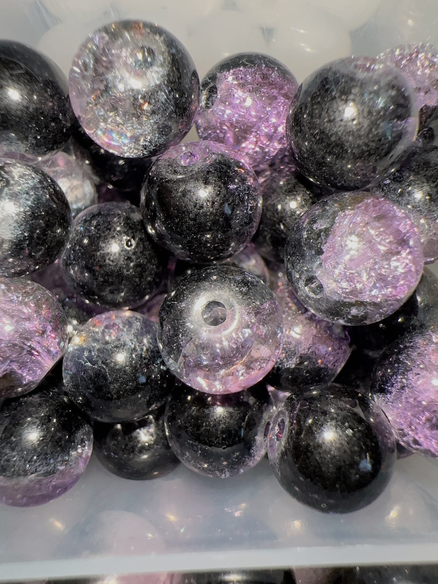 Glass Beads - Black/Grey