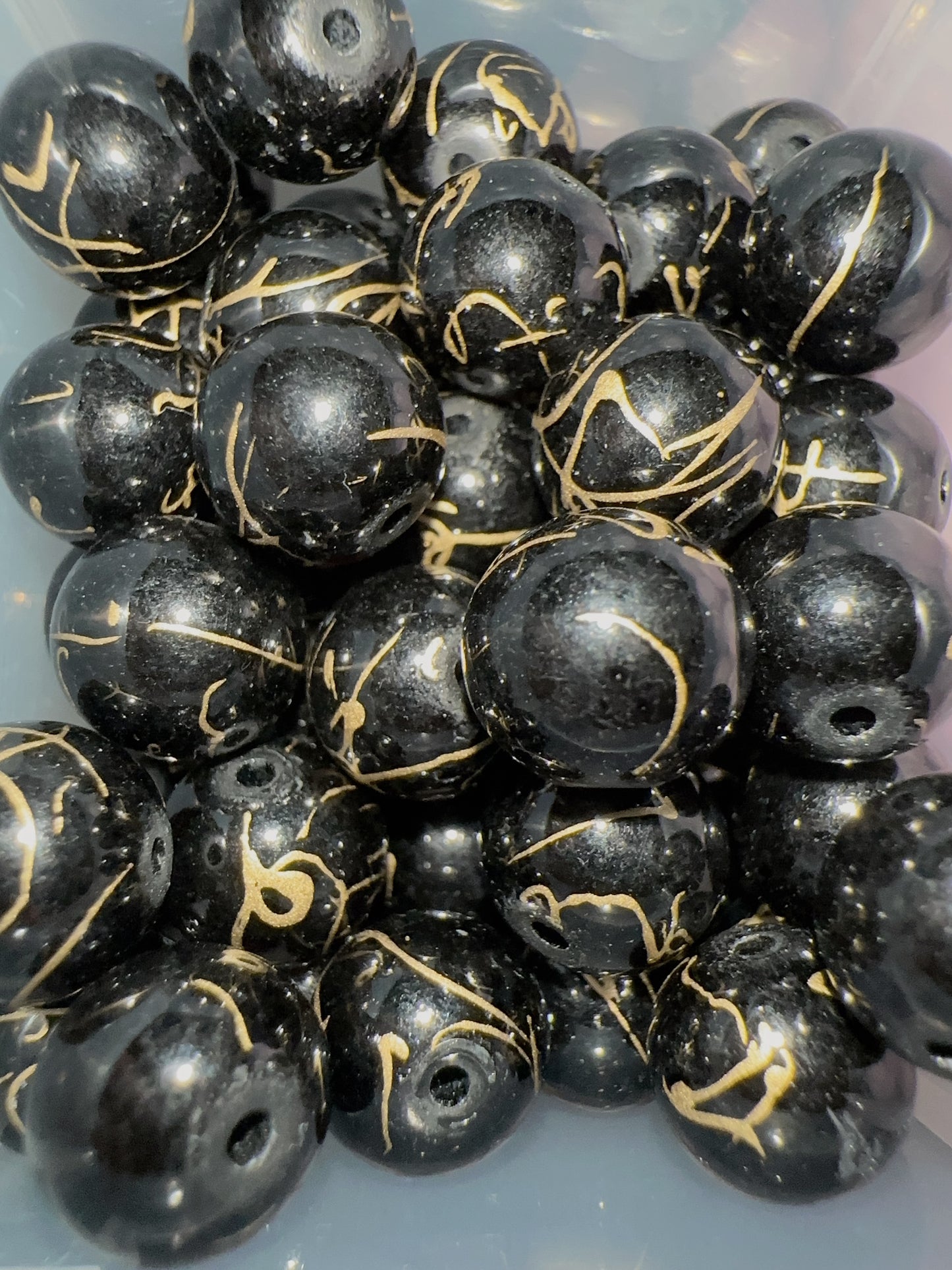 Glass Beads - Black/Grey