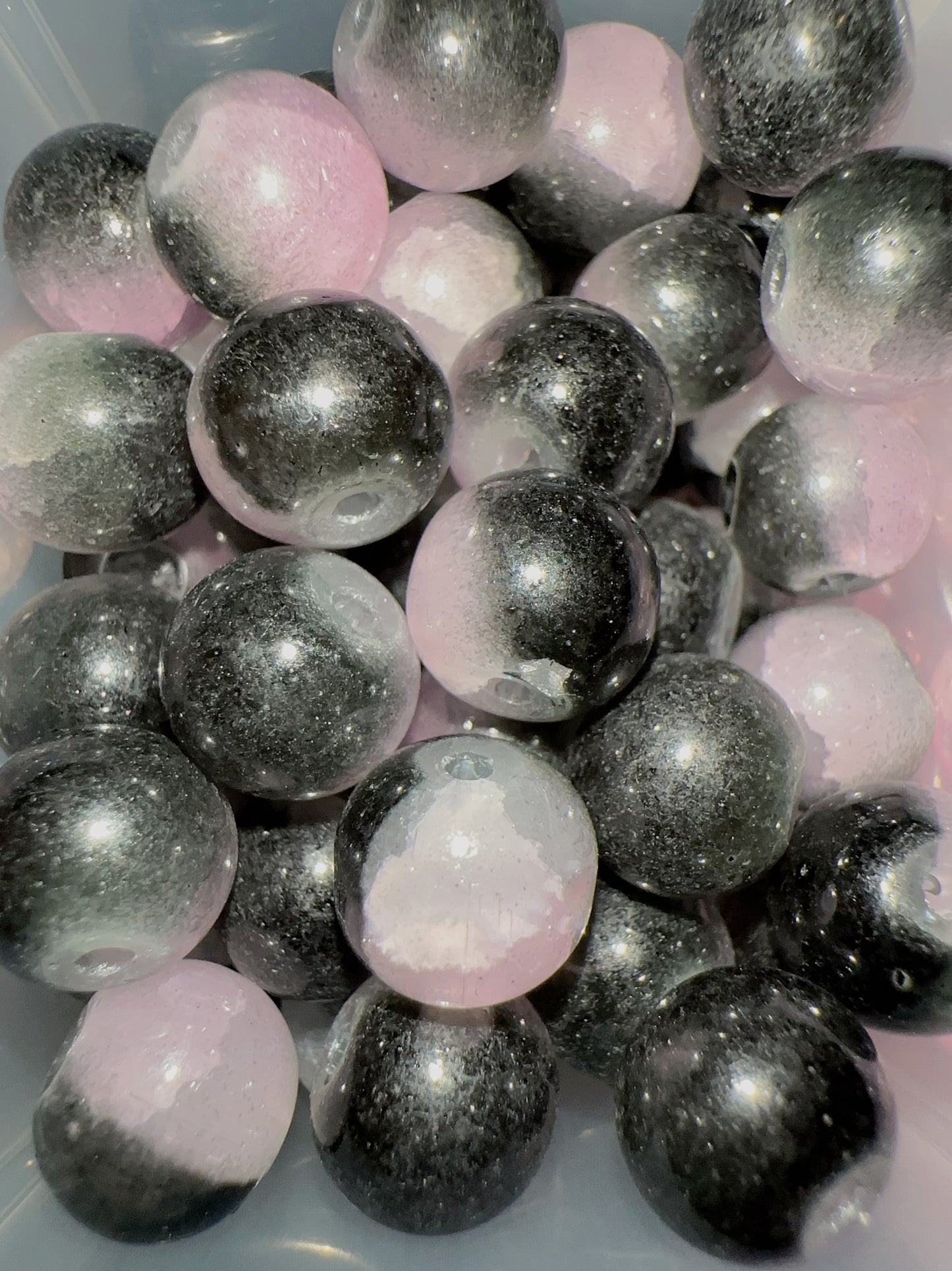 Glass Beads - Black/Grey